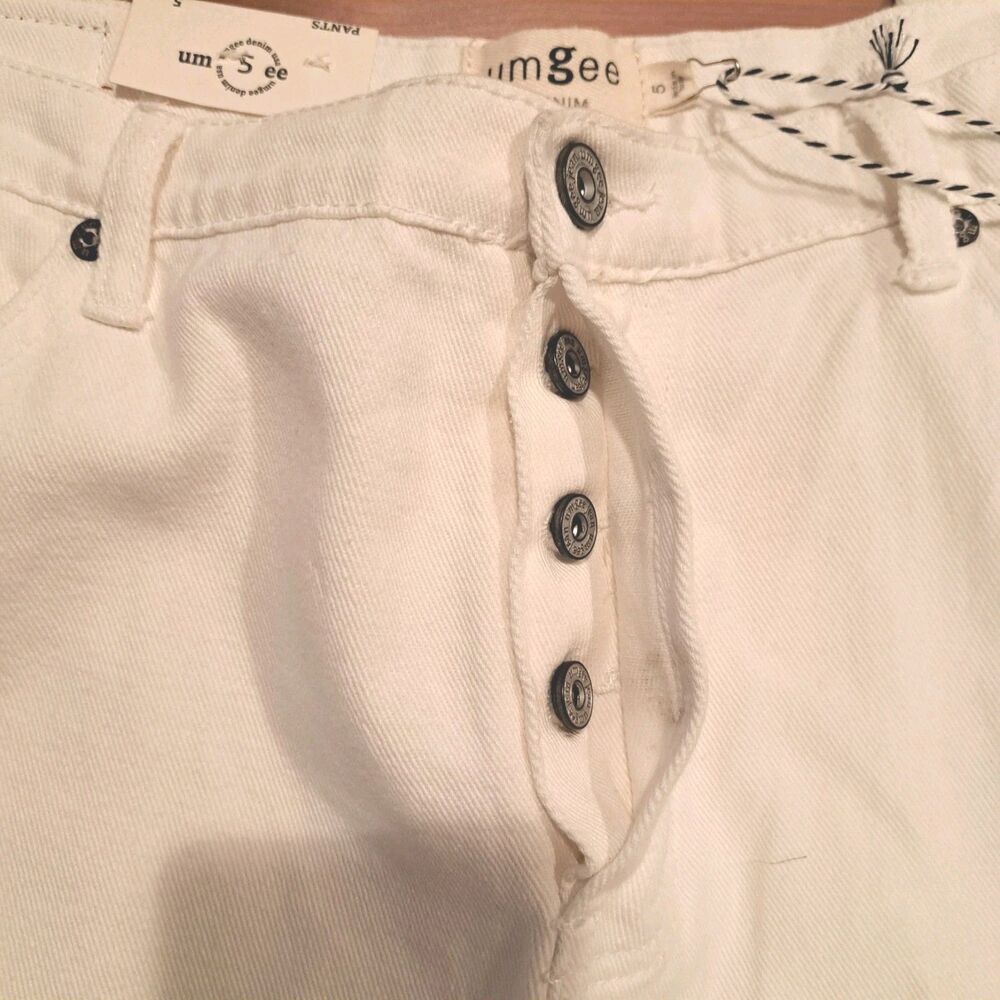Umgee Women’s Jeans Distressed Button Fly White Size 5 New* - Picture 6 of 8